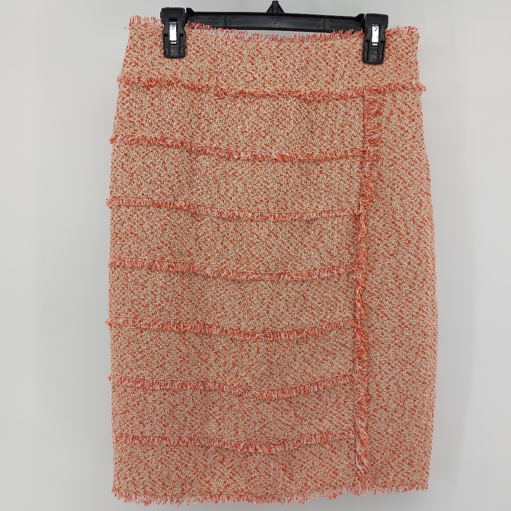 Magaschoni tweed midi skirt Cream and Orange Size 10